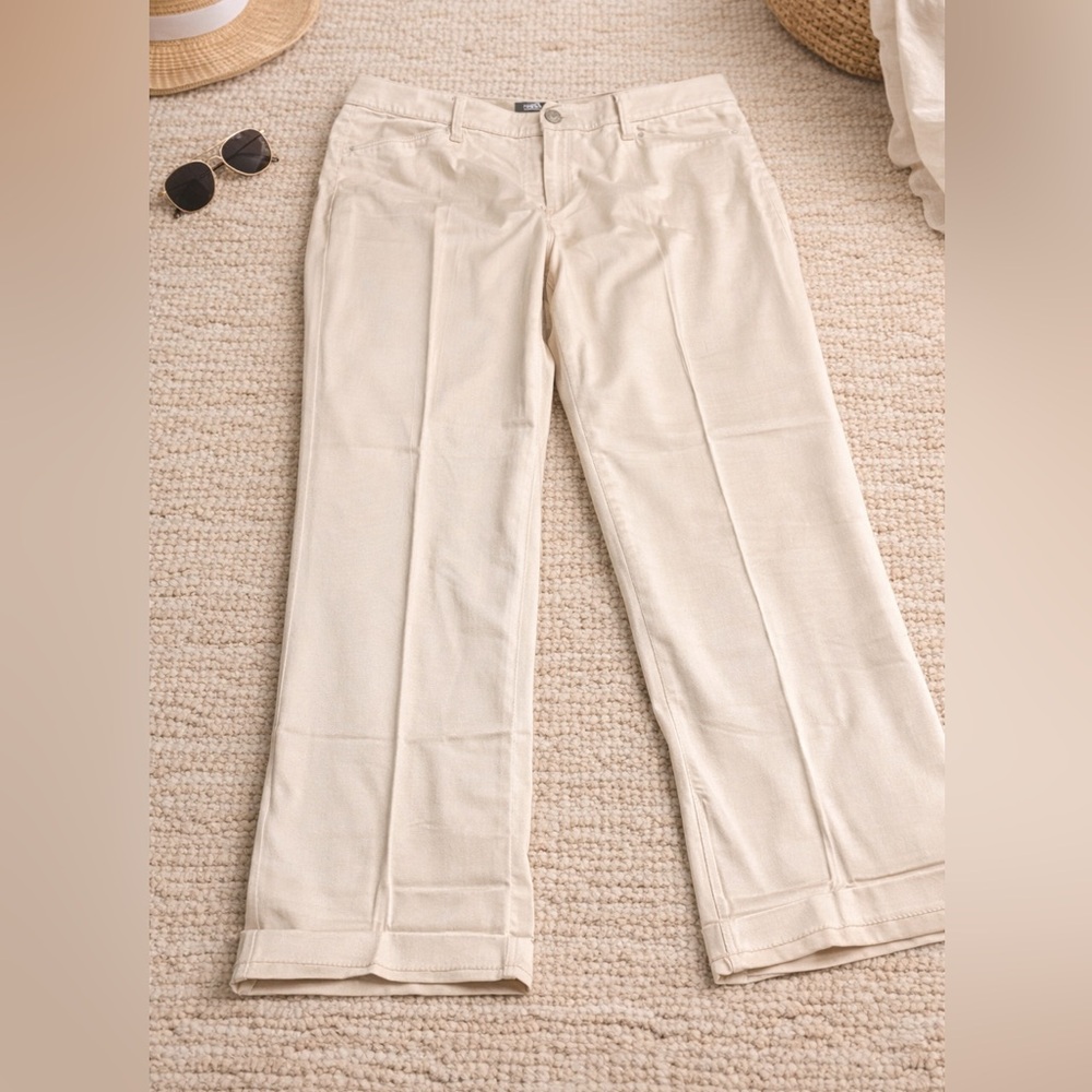 White House Black Market Cream Crop Pants Size 12